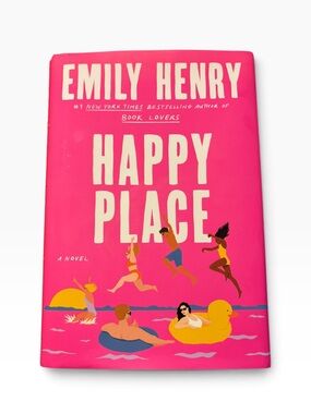 Happy Place (2023) by Emily Henry Pink Hardcover Fiction Novel